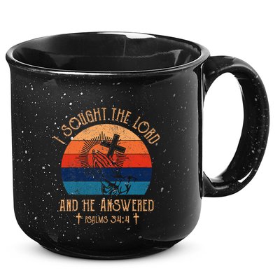 I Sought The Lord And He Answered Me Cross Bible 15oz Campfire Ceramic Mug
