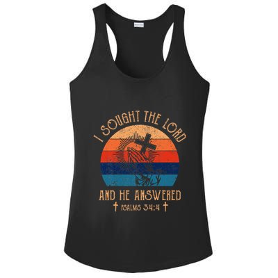 I Sought The Lord And He Answered Me Cross Bible Ladies PosiCharge Competitor Racerback Tank
