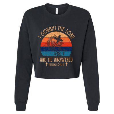 I Sought The Lord And He Answered Me Cross Bible Cropped Pullover Crew