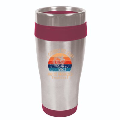 I Sought The Lord And He Answered Me Cross Bible 16oz Travel Tumbler