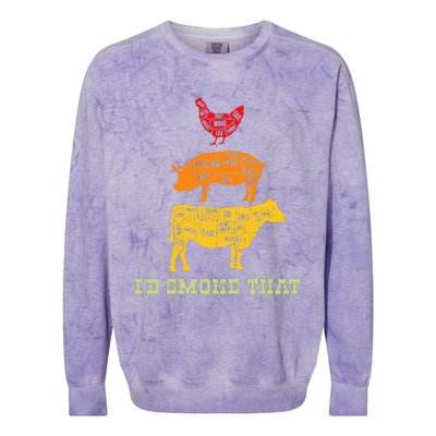 Id Smoke That Barbecue BBQ Colorblast Crewneck Sweatshirt