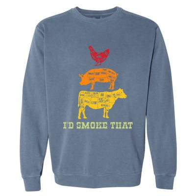 Id Smoke That Barbecue BBQ Garment-Dyed Sweatshirt