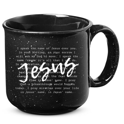 I Speak The Name Of Jesus Vintage Christian Faith Prayer 15oz Campfire Ceramic Mug