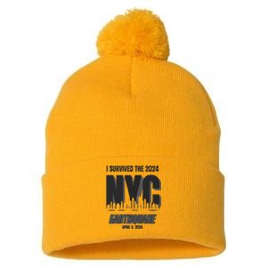 I Survived The 2024 Nyc Earthquake Pom Pom 12in Knit Beanie