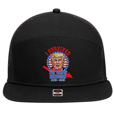 I Survived The Trump Recession Funny 7 Panel Mesh Trucker Snapback Hat