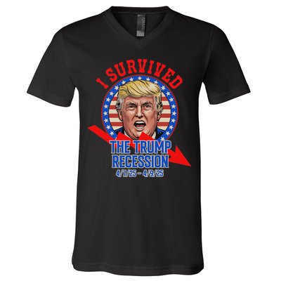 I Survived The Trump Recession Funny V-Neck T-Shirt
