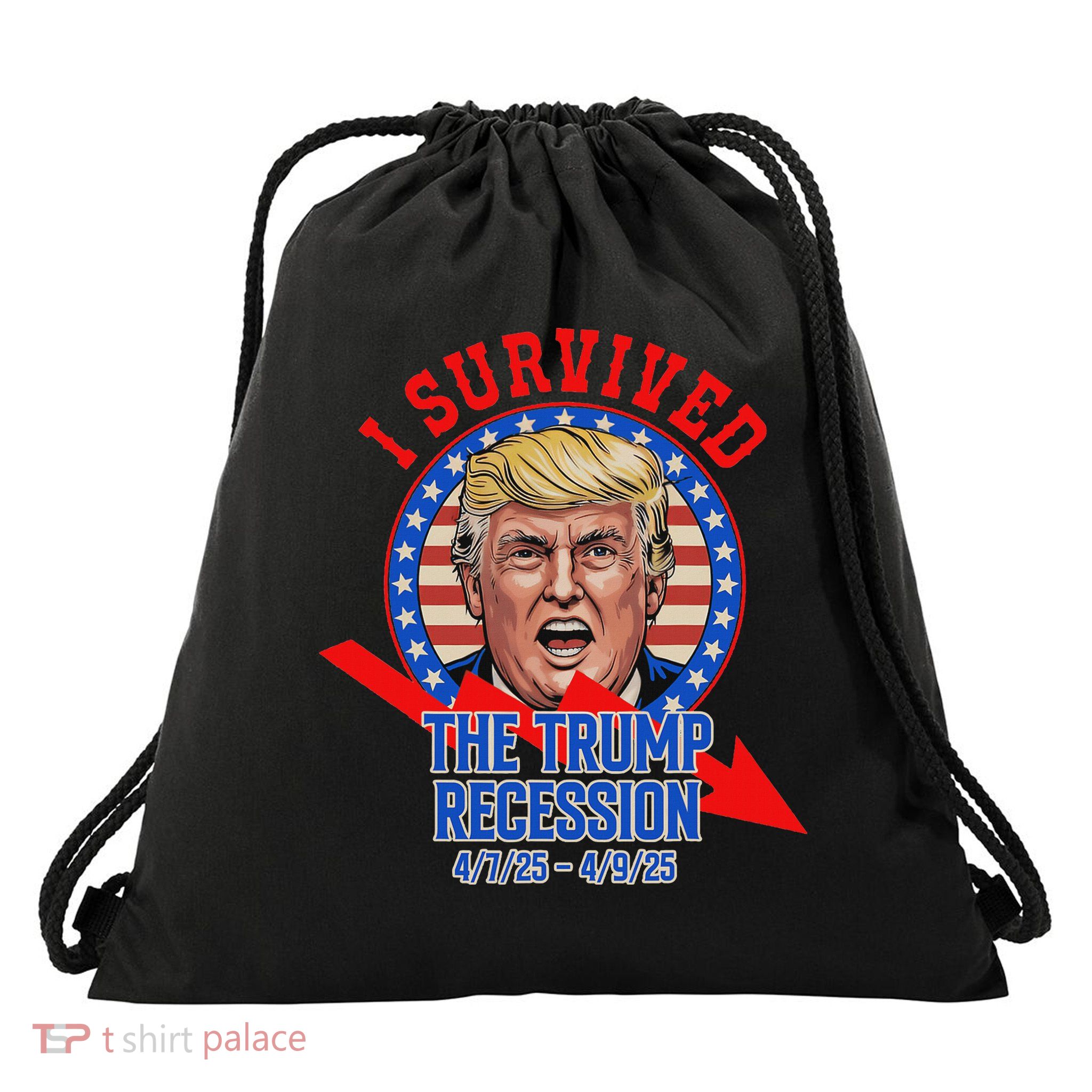 I Survived The Trump Recession Funny Drawstring Bag