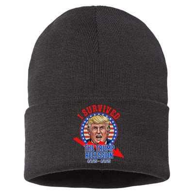 I Survived The Trump Recession Funny Sustainable Knit Beanie