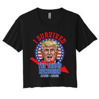 I Survived The Trump Recession Funny Women's Crop Top Tee