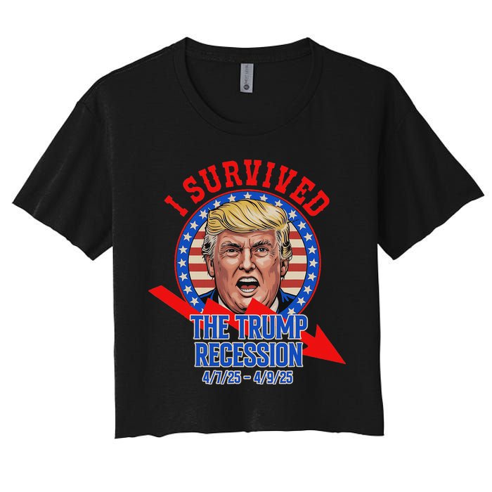 I Survived The Trump Recession Funny Women's Crop Top Tee