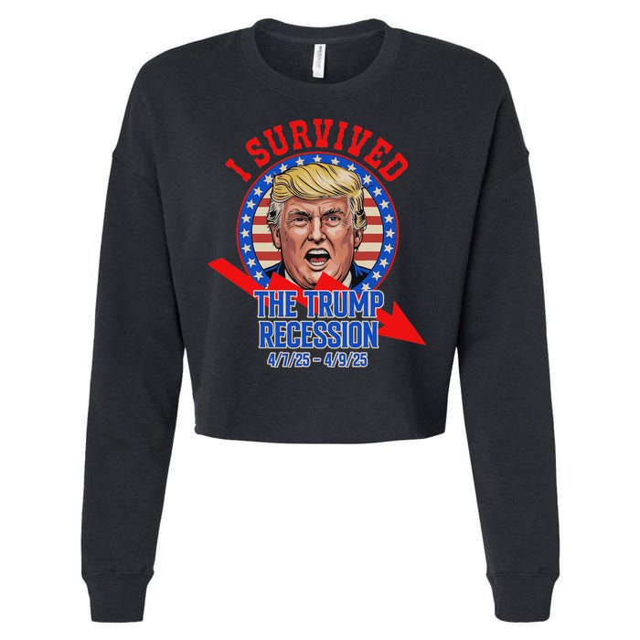 I Survived The Trump Recession Funny Cropped Pullover Crew