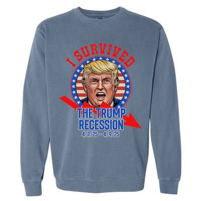 I Survived The Trump Recession Funny Garment-Dyed Sweatshirt