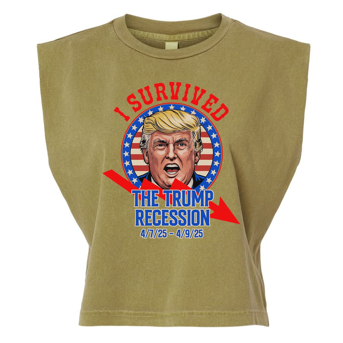 I Survived The Trump Recession Funny Garment-Dyed Women's Muscle Tee