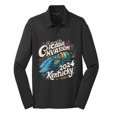 I Survived The Cicada Invasion Brood Xix Xiii Kentucky Silk Touch Performance Long Sleeve Polo