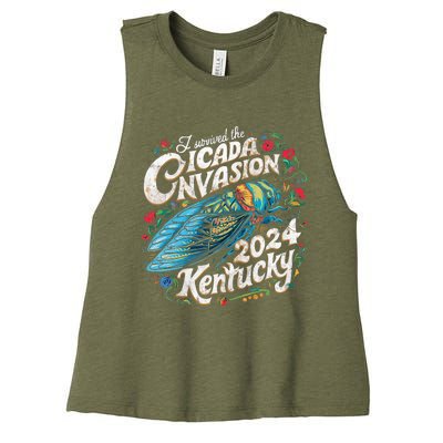 I Survived The Cicada Invasion Brood Xix Xiii Kentucky Women's Racerback Cropped Tank