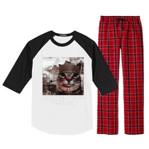 I Survived TodayS Tummy Ache Groovy Funny Cat Raglan Sleeve Pajama Set