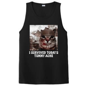 I Survived TodayS Tummy Ache Groovy Funny Cat PosiCharge Competitor Tank