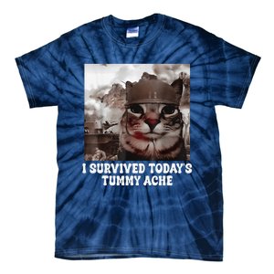 I Survived TodayS Tummy Ache Groovy Funny Cat Tie-Dye T-Shirt