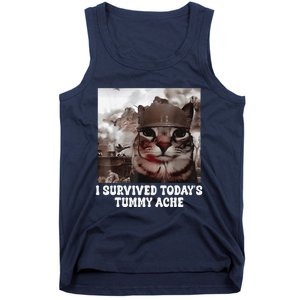 I Survived TodayS Tummy Ache Groovy Funny Cat Tank Top