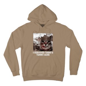 I Survived TodayS Tummy Ache Groovy Funny Cat Hoodie