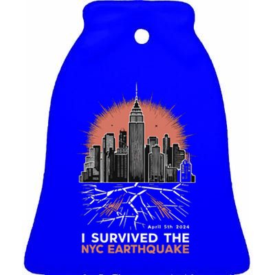 I Survived The Nyc Earthquake Ceramic Bell Ornament