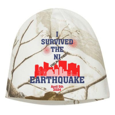 I Survived The Nj Earthquake Kati - Camo Knit Beanie