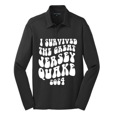 I Survived The New Jersey Earthquake Silk Touch Performance Long Sleeve Polo