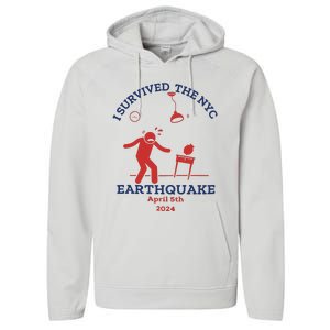 I Survived The Nyc Earthquake Funny April 5th 2024 Performance Fleece Hoodie