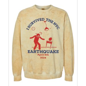 I Survived The Nyc Earthquake Funny April 5th 2024 Colorblast Crewneck Sweatshirt