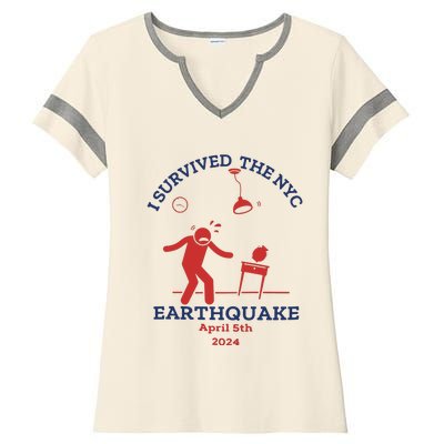 I Survived The Nyc Earthquake Funny April 5th 2024 Ladies Halftime Notch Neck Tee