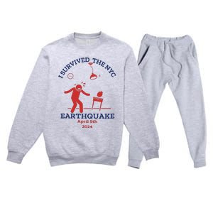 I Survived The Nyc Earthquake Funny April 5th 2024 Premium Crewneck Sweatsuit Set