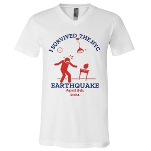 I Survived The Nyc Earthquake Funny April 5th 2024 V-Neck T-Shirt