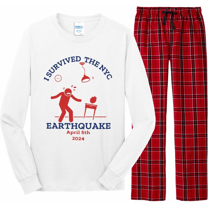 I Survived The Nyc Earthquake Funny April 5th 2024 Long Sleeve Pajama Set