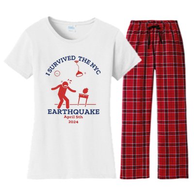 I Survived The Nyc Earthquake Funny April 5th 2024 Women's Flannel Pajama Set