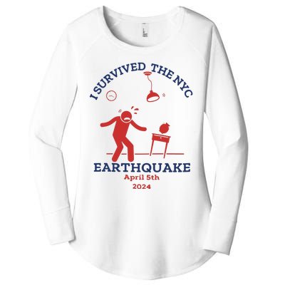 I Survived The Nyc Earthquake Funny April 5th 2024 Women's Perfect Tri Tunic Long Sleeve Shirt