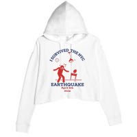 I Survived The Nyc Earthquake Funny April 5th 2024 Crop Fleece Hoodie