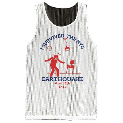 I Survived The Nyc Earthquake Funny April 5th 2024 Mesh Reversible Basketball Jersey Tank