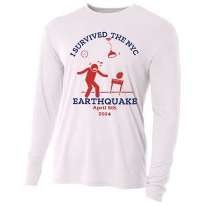 I Survived The Nyc Earthquake Funny April 5th 2024 Cooling Performance Long Sleeve Crew