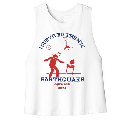 I Survived The Nyc Earthquake Funny April 5th 2024 Women's Racerback Cropped Tank