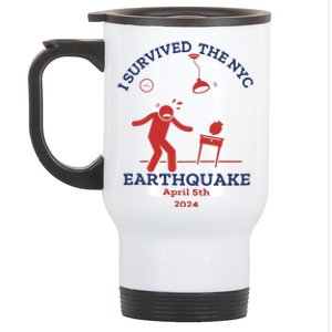 I Survived The Nyc Earthquake Funny April 5th 2024 Stainless Steel Travel Mug