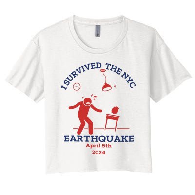 I Survived The Nyc Earthquake Funny April 5th 2024 Women's Crop Top Tee