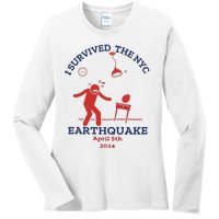 I Survived The Nyc Earthquake Funny April 5th 2024 Ladies Long Sleeve Shirt