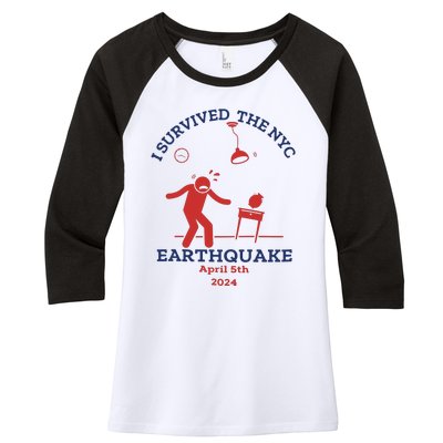 I Survived The Nyc Earthquake Funny April 5th 2024 Women's Tri-Blend 3/4-Sleeve Raglan Shirt