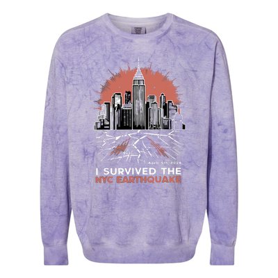 I Survived The Nyc Earthquake Colorblast Crewneck Sweatshirt