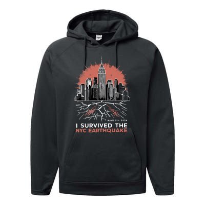 I Survived The Nyc Earthquake Performance Fleece Hoodie