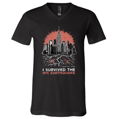 I Survived The Nyc Earthquake V-Neck T-Shirt