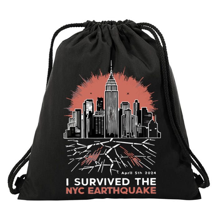 I Survived The Nyc Earthquake Drawstring Bag