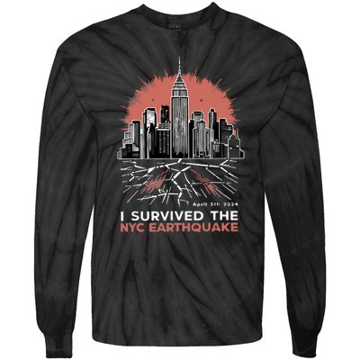 I Survived The Nyc Earthquake Tie-Dye Long Sleeve Shirt