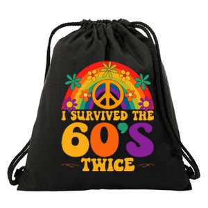 I Survived The 60s Twice Sixties 70th Birthday Drawstring Bag