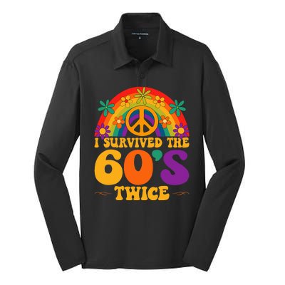 I Survived The 60s Twice Sixties 70th Birthday Silk Touch Performance Long Sleeve Polo